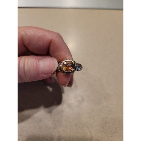 Jewelry - Albion Ring Silver like finish Citrine Diamond Cushion Cut Cable Band